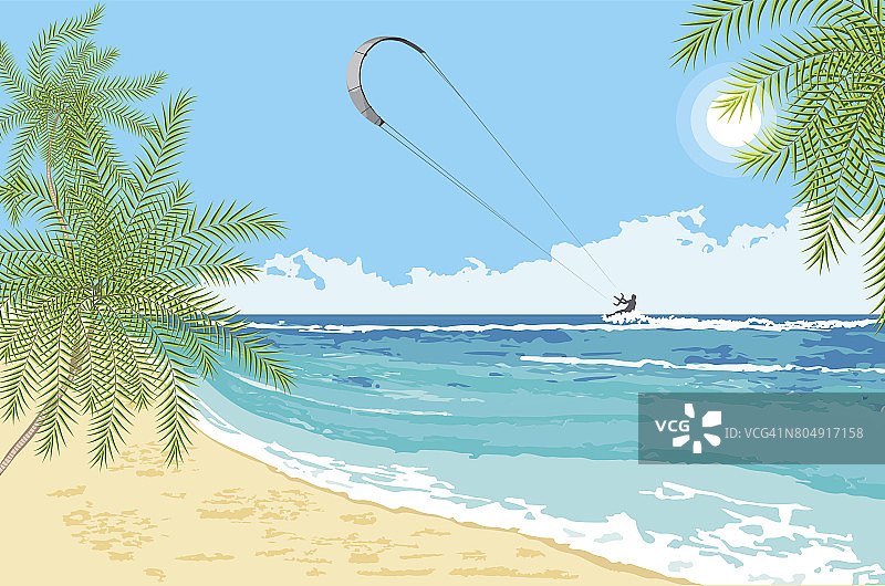 海边风光配海风筝图片素材