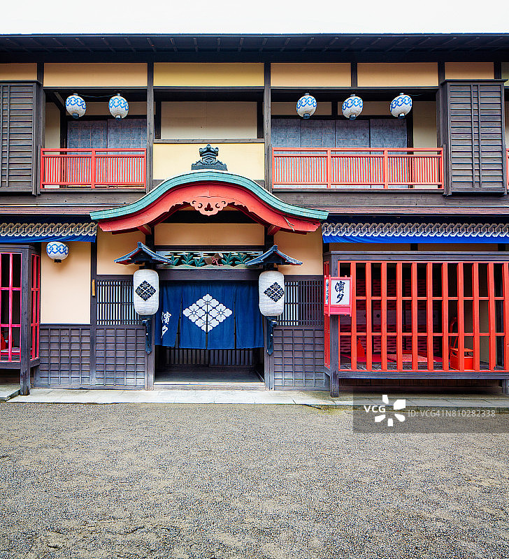 日本江户村客栈外部电影设置在东映工作室京都图片素材