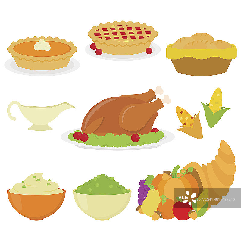 感恩节晚餐在白色的背景图片素材