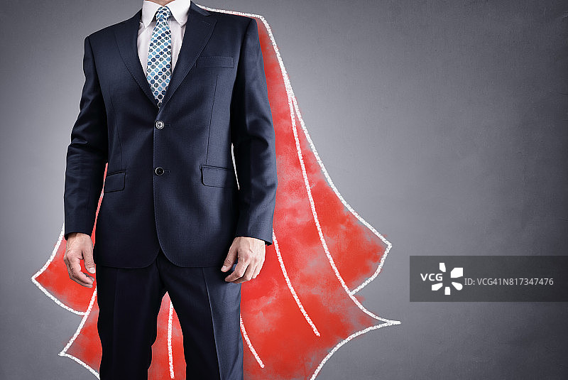 超级英雄商人红斗篷的领导理念图片素材