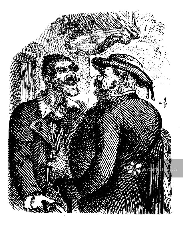 两个留胡子的男人正在交谈图片素材