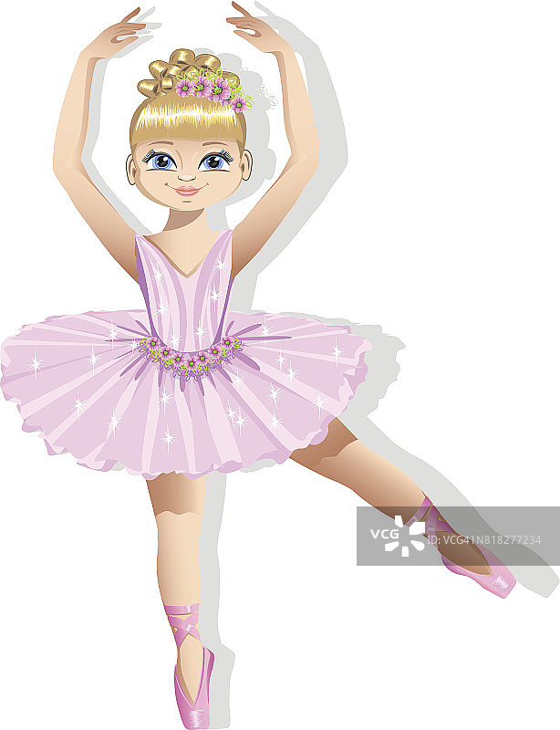 穿着闪亮裙子的可爱小芭蕾舞演员图片素材