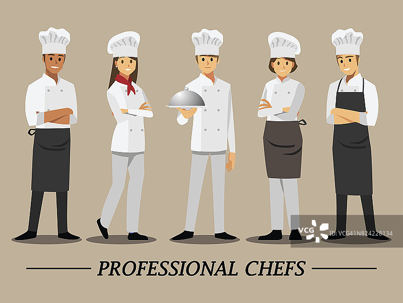 专业厨师套装，矢量插图卡通人物。图片素材