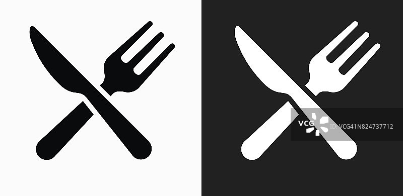 厨房用具图标上的黑色和白色矢量背景图片素材