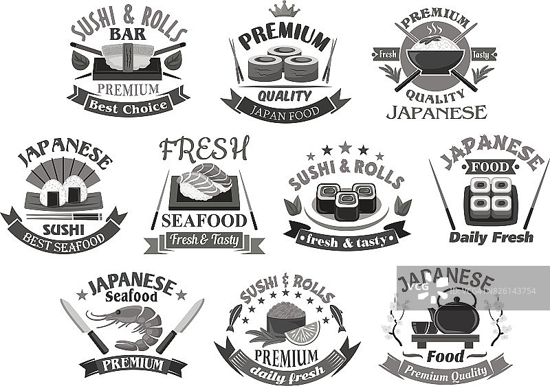矢量图标为日本寿司高级餐厅图片素材