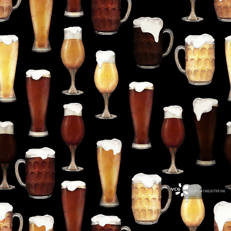 水彩啤酒杯图片素材