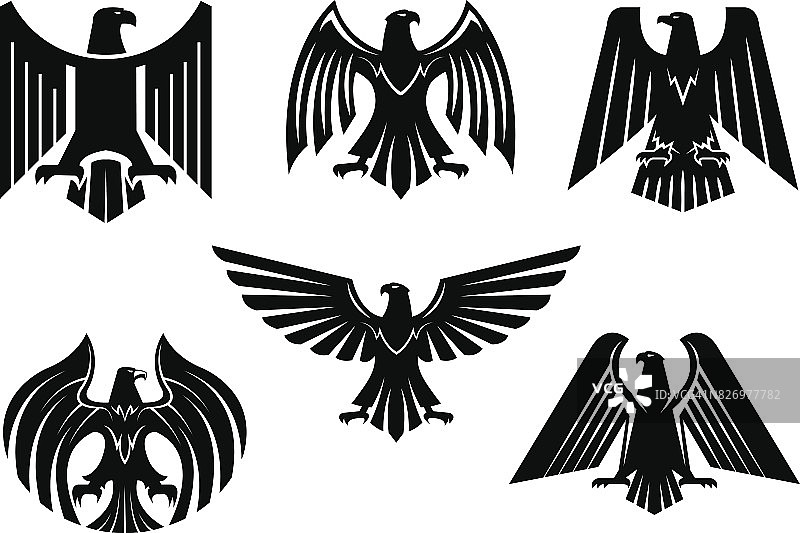 鹰纹章矢量孤立纹章鸟类图标图片素材