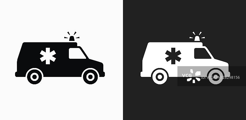 救护车图标上的黑色和白色矢量背景图片素材