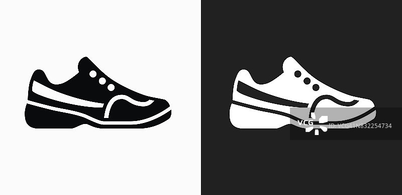 网球鞋图标上的黑色和白色矢量背景图片素材
