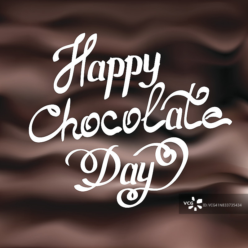 手写的巧克力日快乐。世界巧克力日的创意网格背景图片素材