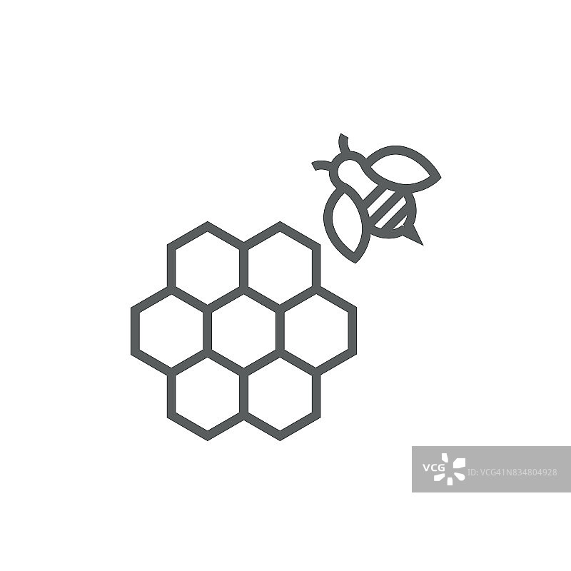 蜂巢和蜜蜂线图标图片素材