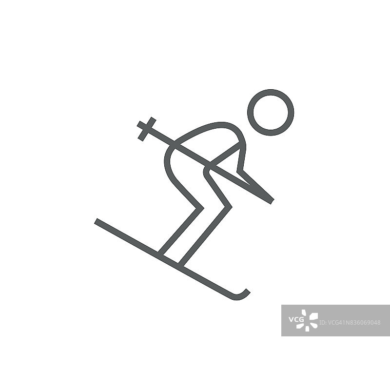 下坡滑雪线图标图片素材