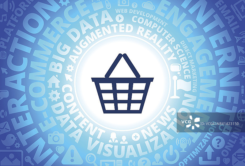 洗衣篮图标在互联网现代技术词汇的背景图片素材