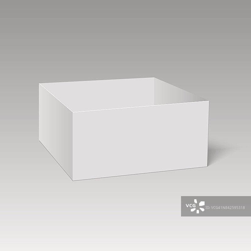 白色方形纸板或纸盒模型。向量。图片素材