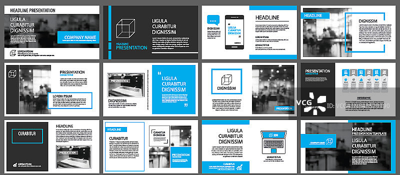 蓝色元素用于幻灯片信息图的背景。表示模板。用于商业年度报告，传单，企业营销，传单，广告，小册子，现代风格。图片素材