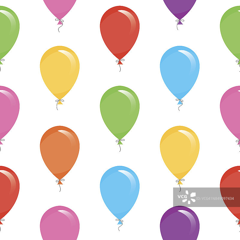 节日无缝图案与彩色气球。为生日，宝宝送礼会，节日设计。图片素材