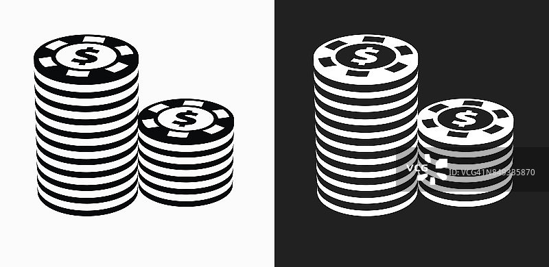 扑克筹码图标上的黑色和白色矢量背景图片素材
