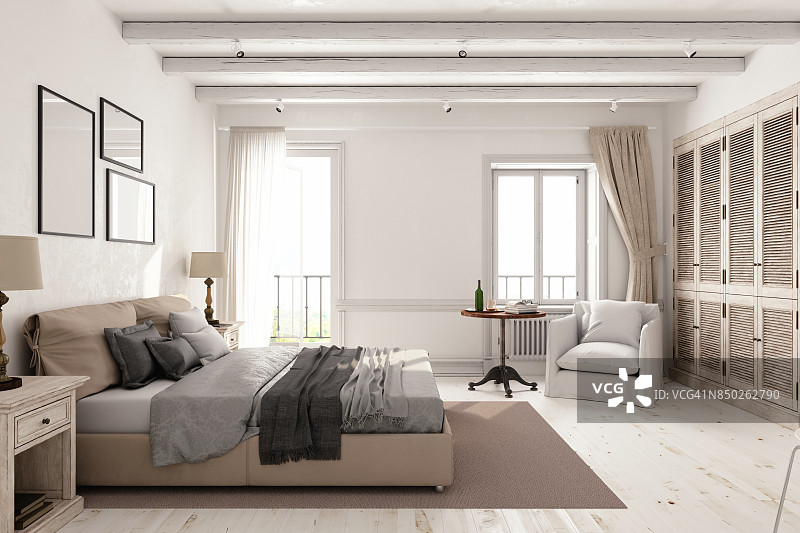 典型的斯堪的纳维亚的卧室图片素材