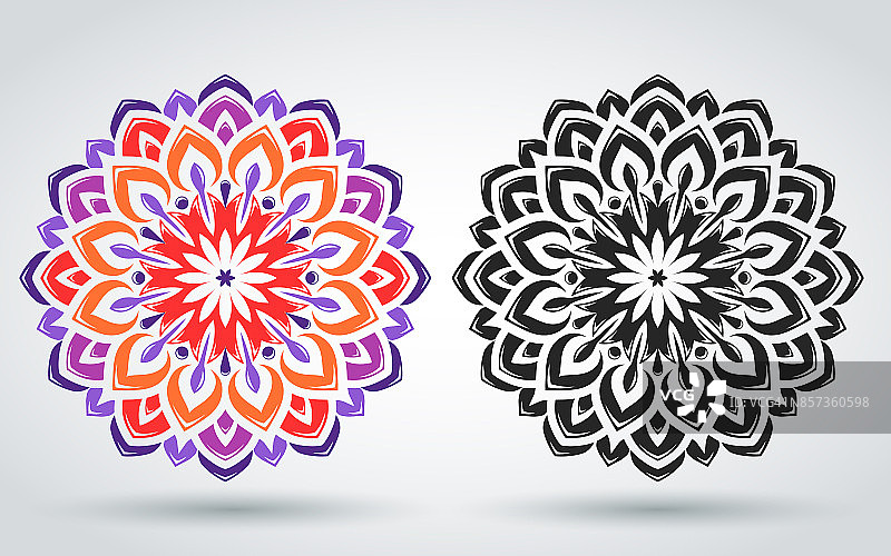 东方曼陀罗图案。花卉装饰。阿拉伯语,印度的风格。图片素材