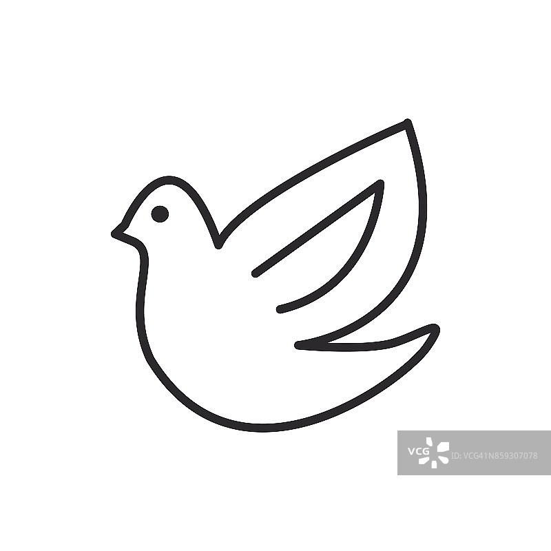 鸽子，鸟矢量线图标，标志，插图的背景，可编辑的笔触图片素材