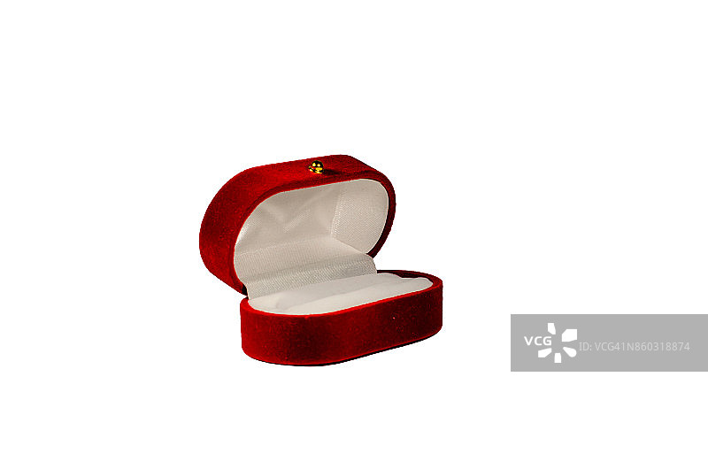 红色首饰盒孤立在白色背景图片素材