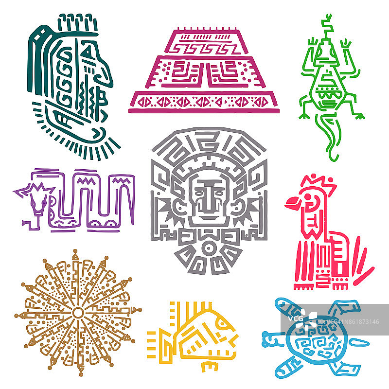 玛雅和阿兹特克的符号图片素材