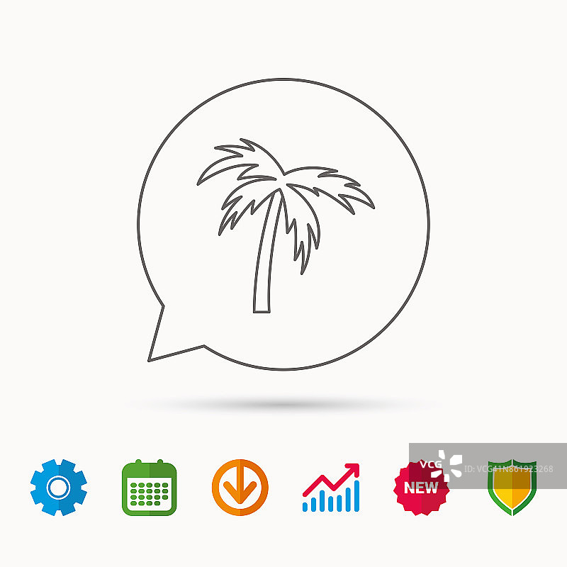 棕榈树图标。旅游或度假的象征。图片素材