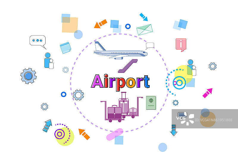 机场概念飞机运输航空旅游网站横幅图片素材