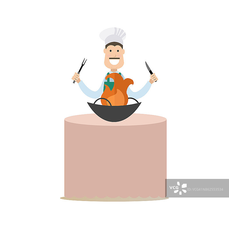 烹饪人矢量插图在平面风格图片素材
