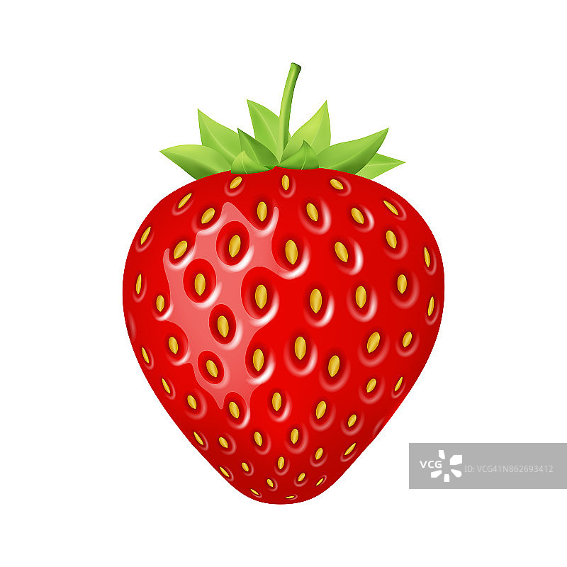草莓三维矢量图标。图片素材
