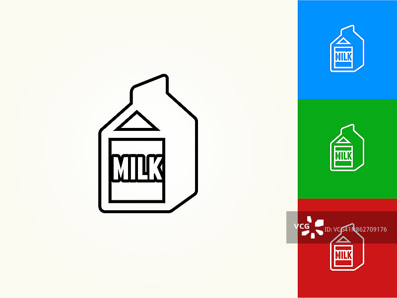 牛奶盒黑色描边线性图标图片素材
