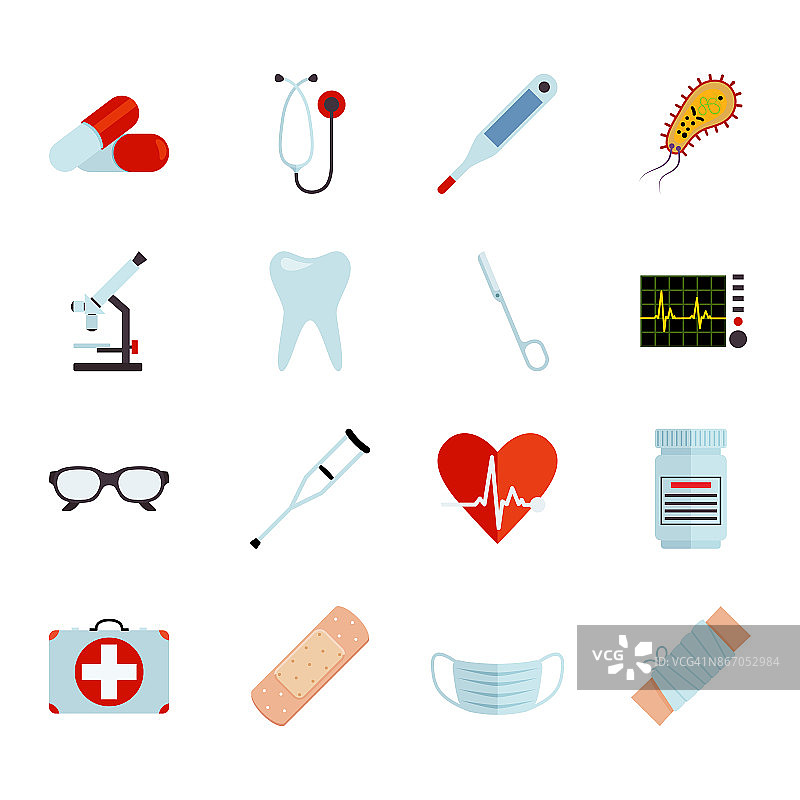 简单的医疗图标集。通用医疗图标用于web和移动用户界面图片素材