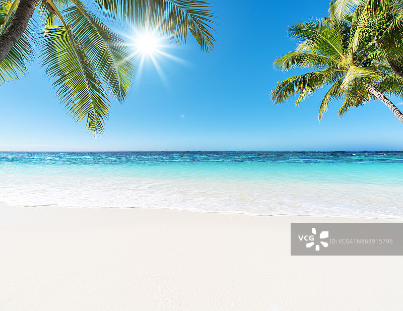 热带天堂般的海滩和阳光图片素材