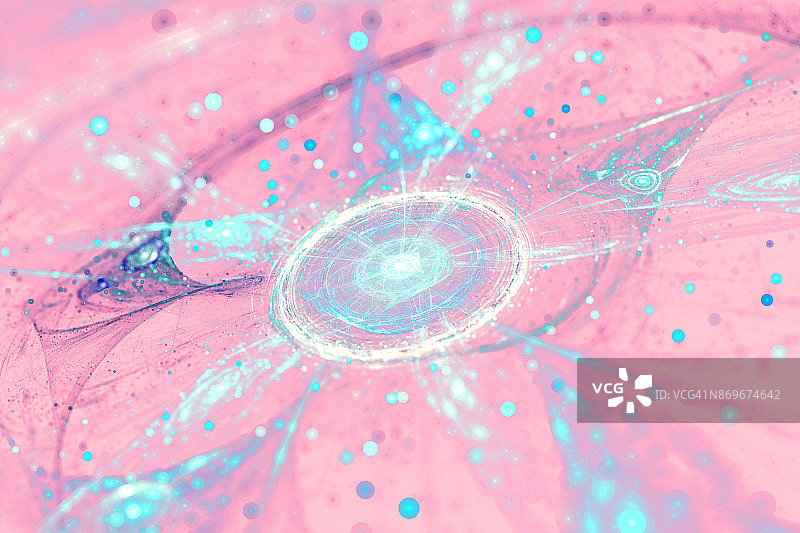 淡粉蓝色发光星分形与粒子图片素材