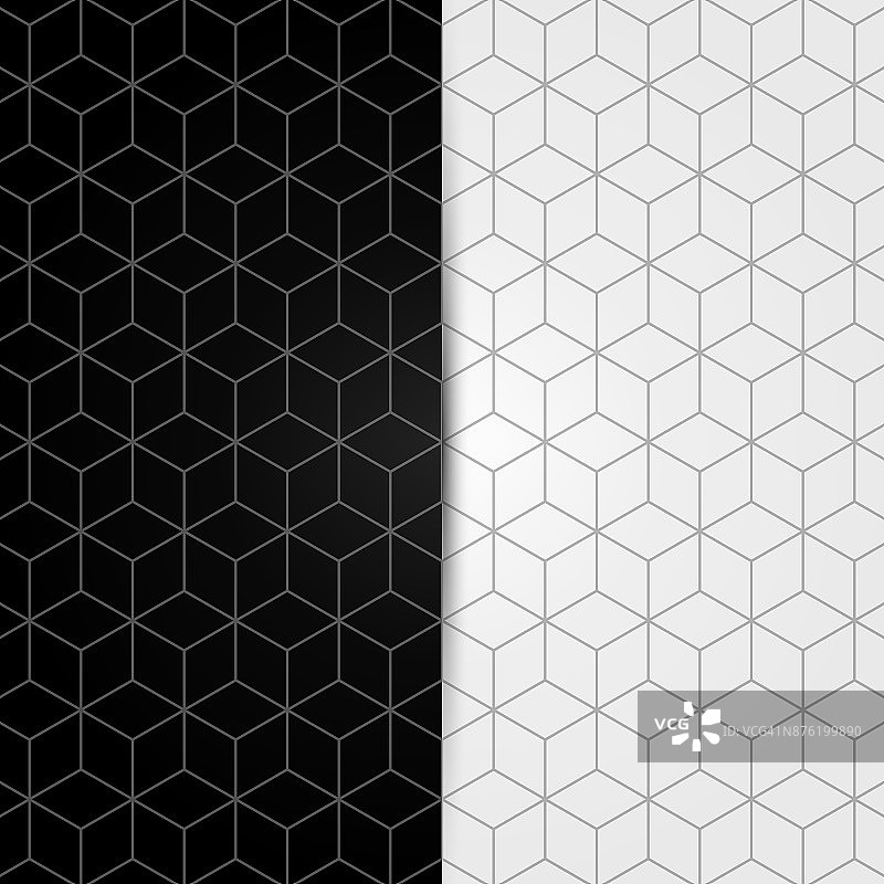 黑白几何无缝图案。向量图片素材