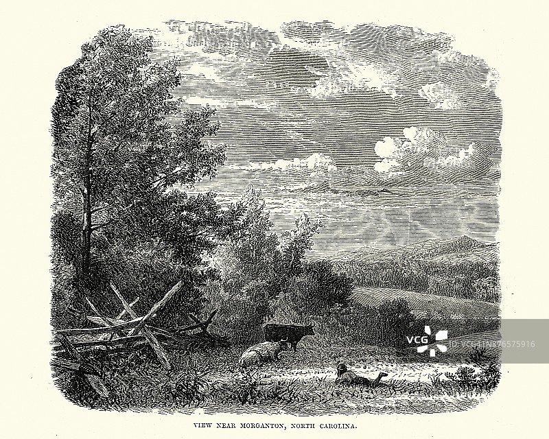 摩根顿，北卡罗来纳州，19世纪图片素材