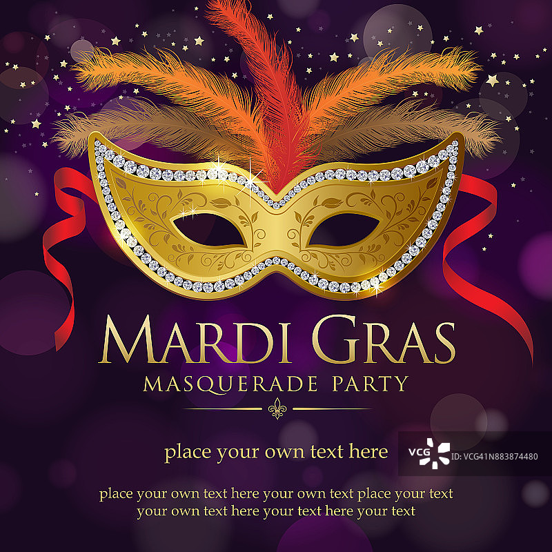 Mardi Gras Masquerade Party邀请函图片素材