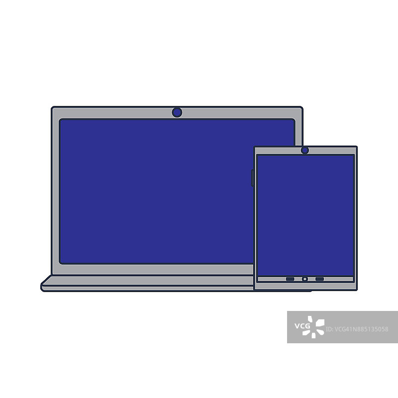 笔记本电脑和智能手机设备小工具屏幕技术集图片素材