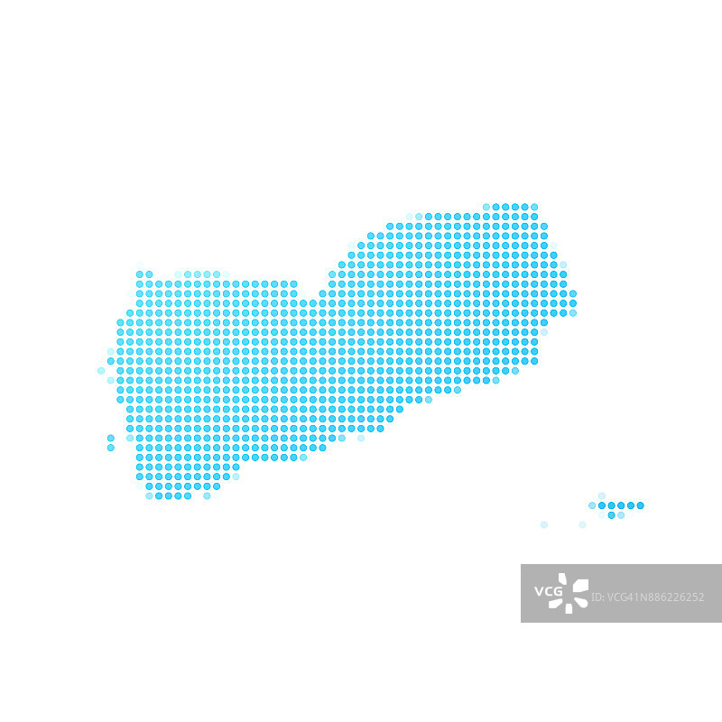 白色背景上的蓝点的也门地图图片素材