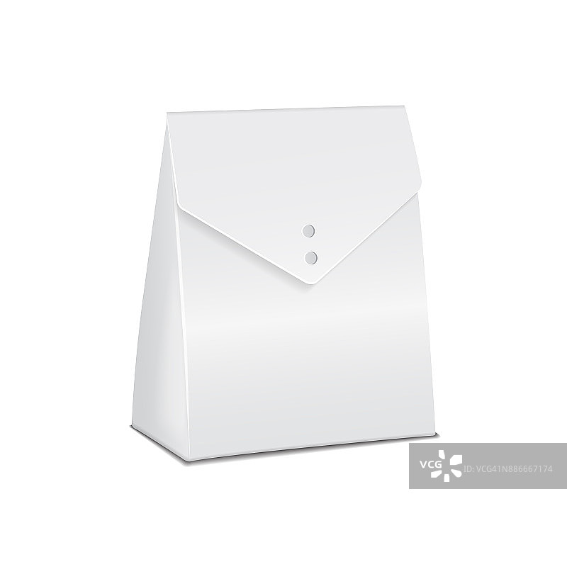 逼真的白色3d模型纸板带走食物盒。空的产品容器模板，矢量插图图片素材