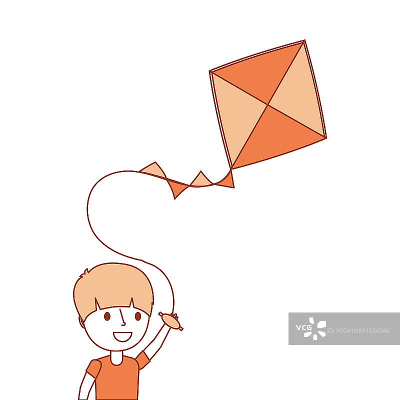可爱快乐的小男孩拿着风筝玩得很有趣图片素材