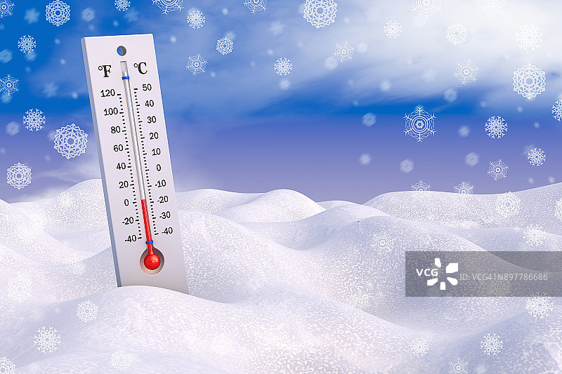 温度计和雪花图片素材