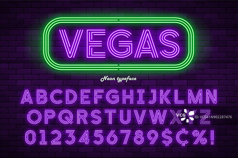 霓虹灯字母，逼真的额外发光字体图片素材