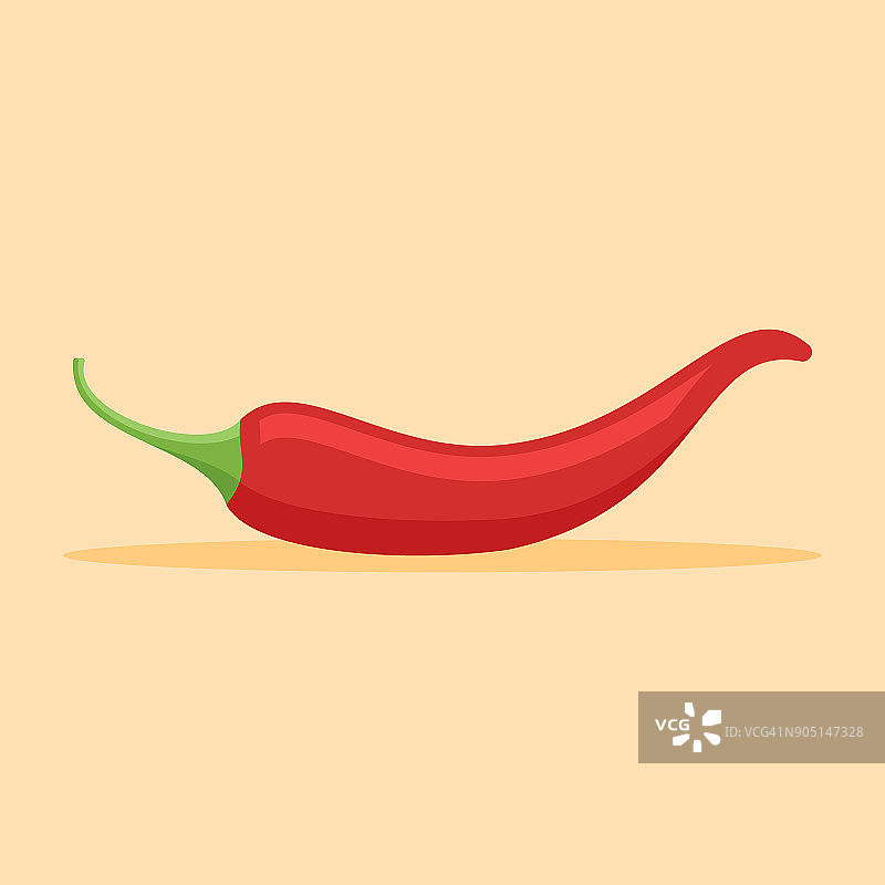 红辣椒扁平风格的图标。矢量插图。图片素材
