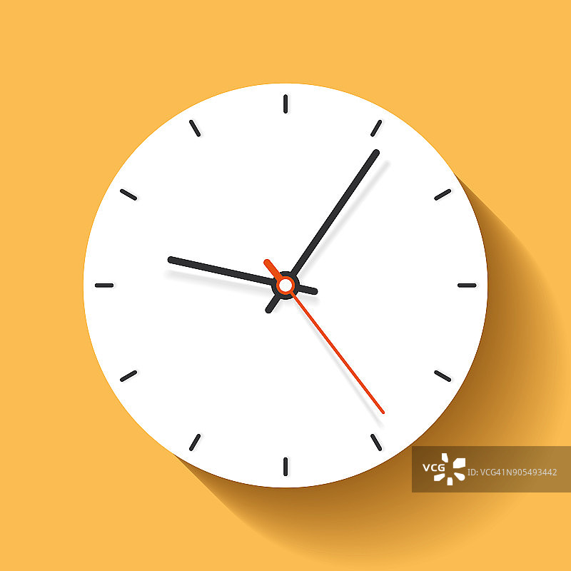 时钟图标在平面风格，极简的计时器在橙色的背景。业务表。矢量设计元素为您的项目图片素材