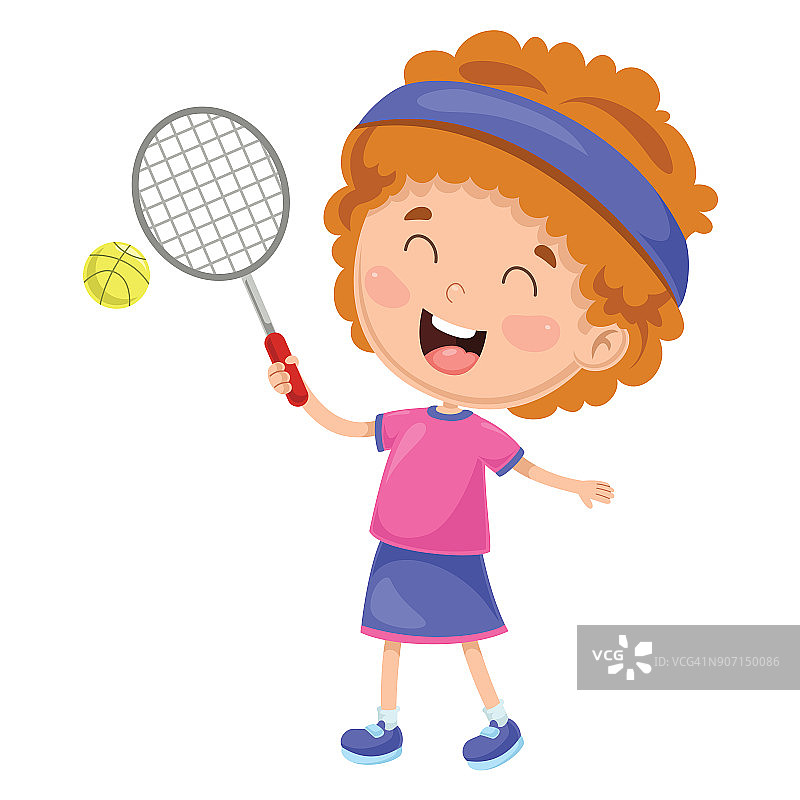 矢量插图的孩子打网球图片素材