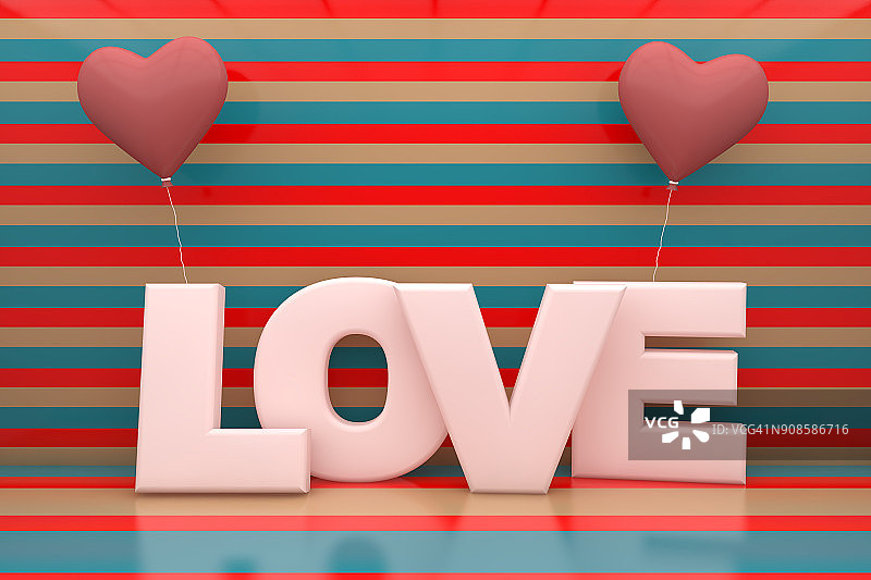 心形气球和爱的短信图片素材