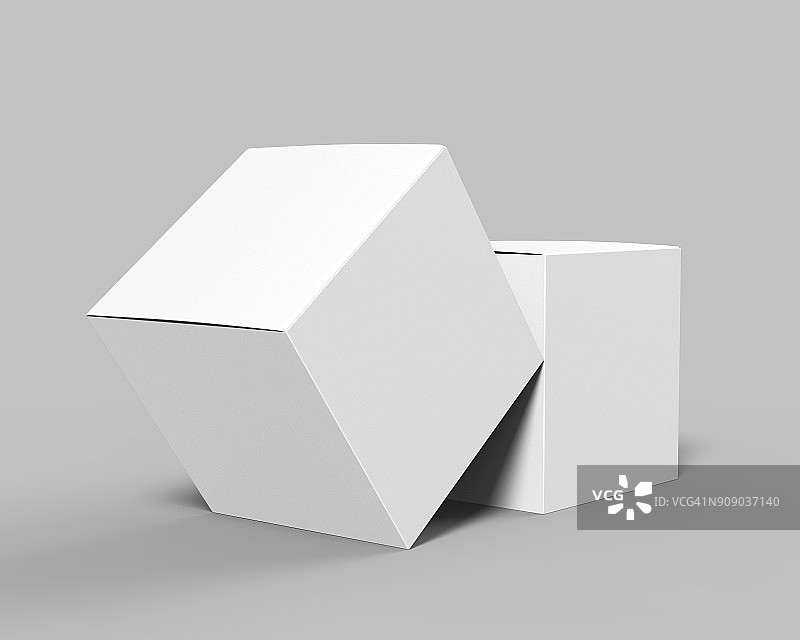空白白色立方体产品包装纸盒。3 d渲染插图。图片素材