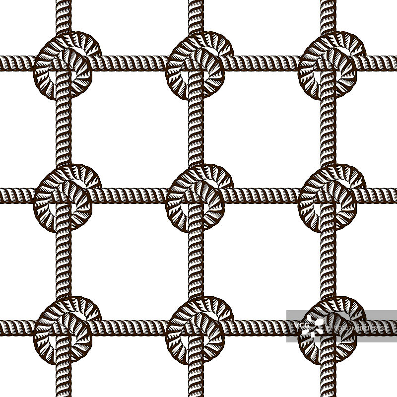 无缝绳纹编织矢量，抽象说明背景。无尽的海军蓝插图与渔网装饰和海洋结。可用于织物，墙纸，包装，网和印刷。图片素材