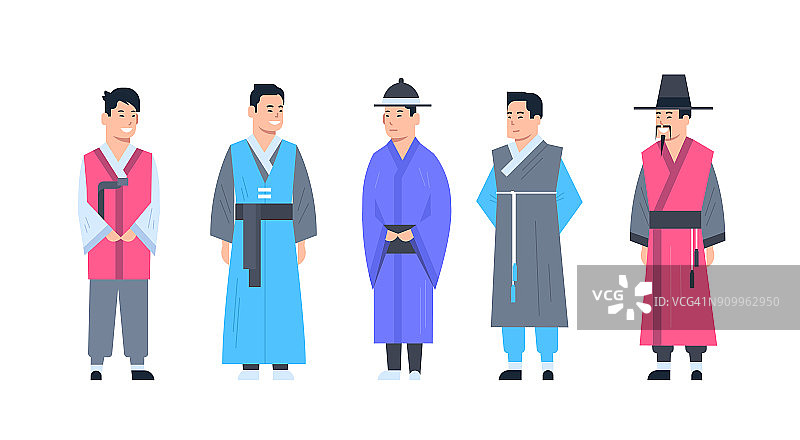 韩国传统服饰的男子穿着古代服装孤立亚洲服饰概念图片素材